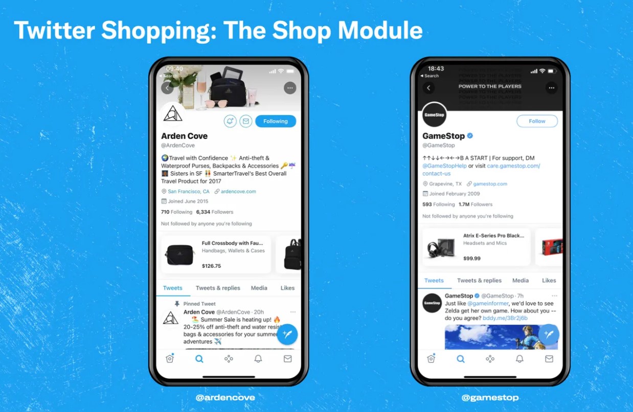Twitter Shops ให้ผู้ขายแสดงสินค้าได้ในโปรไฟล์